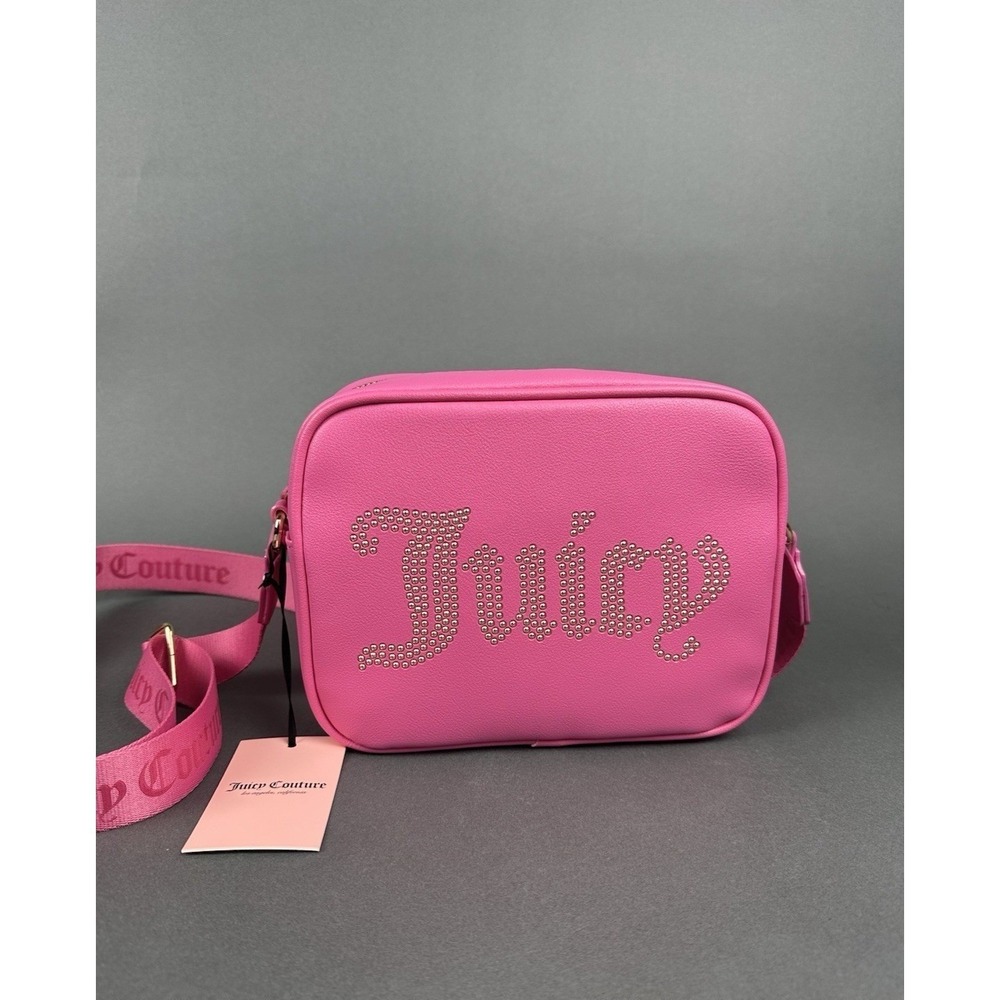 Juicy Couture Obsession Camera Bag Women Small Pink Studded Logo Crossbody NEW